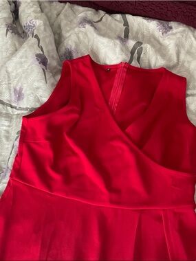 Bright red dressy dress slide up side.  NWT.